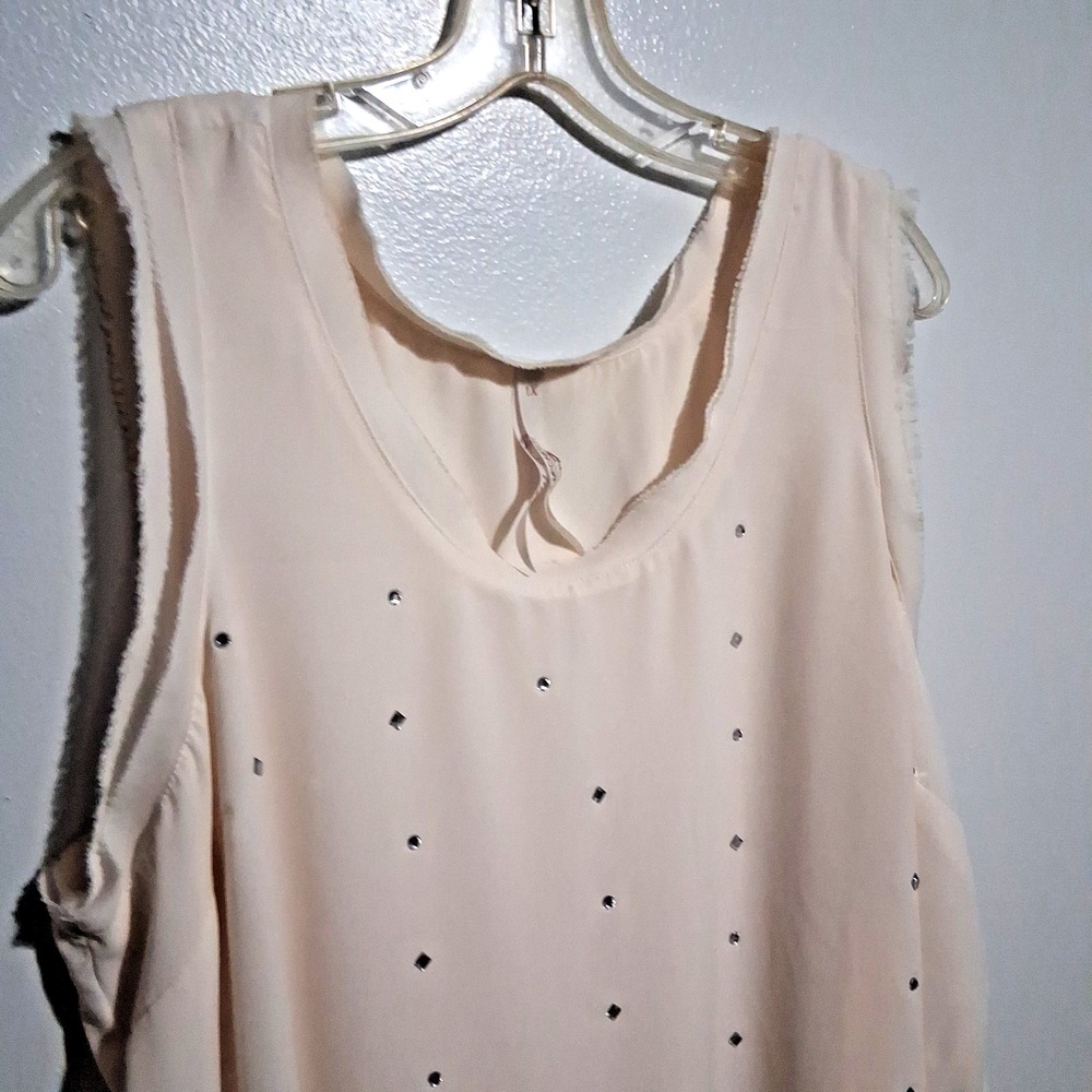 Melissa McCarthy Seven7 Plus Size 1X Womens Sleeveless Blouse Jeweled Layered‎